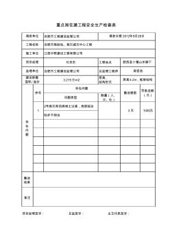 重点局在建工程安全生产检查表