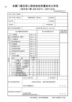 金属门窗安装工程检验批质量验收记录表(铝合金门窗)(Ⅱ)GD2403033