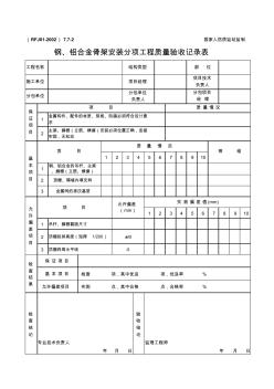 鋼、鋁合金骨架安裝分項工程質(zhì)量驗收記錄表