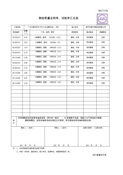 钢材质量证明单试验单汇总表