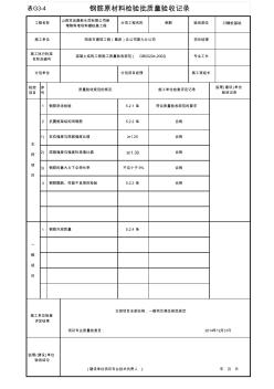 钢筋原材检验批质量验收记录