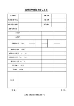 鋼絞線、錨具、鋼筋、金屬螺旋管記錄表