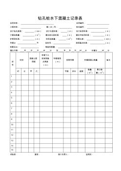 钻孔桩灌注桩表表格