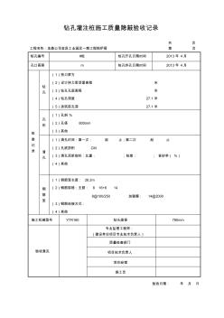 钻孔灌注桩施工质量隐蔽验收记录