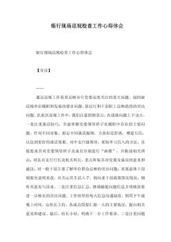 銀行現(xiàn)場巡視檢查工作心得體會