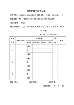 錨桿抗拔力檢測記錄80KN