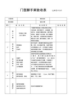 门型脚手架验收表LJA12-1-3-1