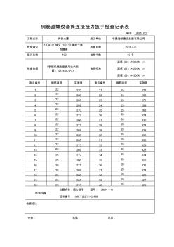 閩僑大廈鋼筋直螺紋套筒連接扭力扳手檢查記錄表