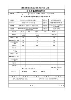 阀门及散热器安装前强度严密性试验记录