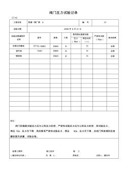 阀门压力试验报告