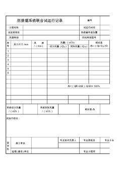 防排烟系统联合试运行记录