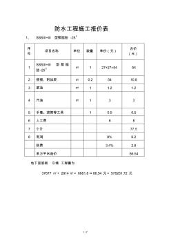 防水工程施工報價表