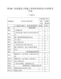 附錄C房屋建筑工程施工檔案資料組卷與歸檔移交目錄(20200622154007)