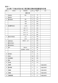 附表-2018年廣東省水利水電工程定額次要材料預(yù)算指導(dǎo)價格及房屋建筑工程造價指標(biāo)指導(dǎo)價