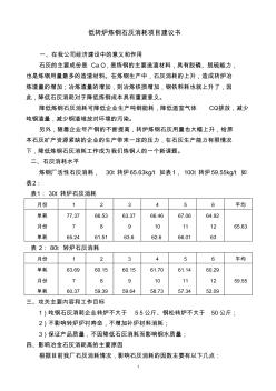 降低转炉炼钢石灰消耗项目建议书