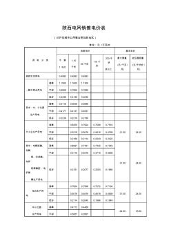 陕西电网销售电价表