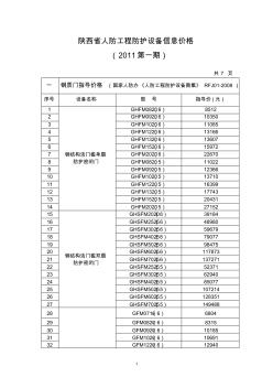 陕西省人防工程防护设备信息价格(2011年第一期)2