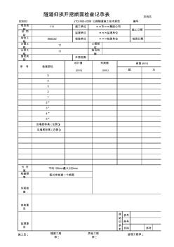 隧道仰拱開(kāi)挖斷面檢查記錄表