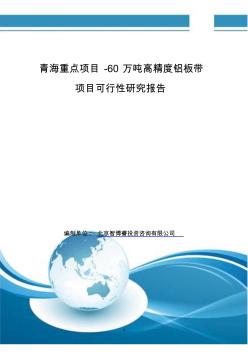 青海重点项目-60万吨高精度铝板带项目可行性研究报告