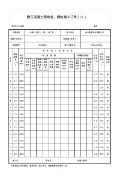 静压混凝土预制桩、钢桩施工记录(一)