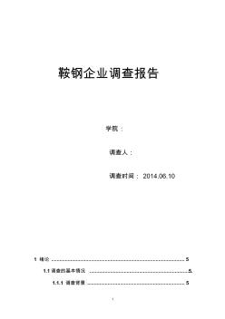 鞍鋼企業(yè)調(diào)查報(bào)告(傳)