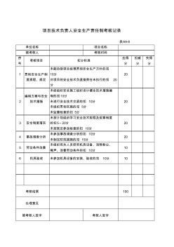 項目技術人負責人安全生產責任制考核記錄