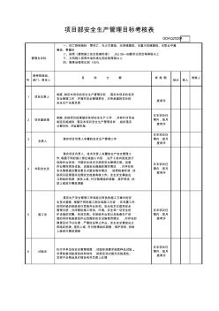 项目部安全生产管理目标考核表