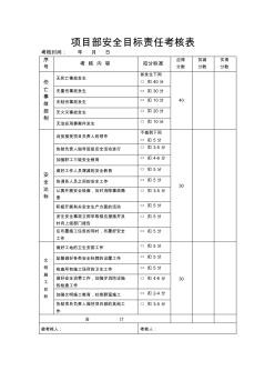 項目部安全目標責任考核表