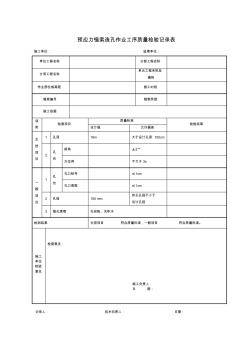 預(yù)應(yīng)力錨索造孔作業(yè)工序質(zhì)量檢驗記錄表