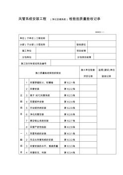 風管系統(tǒng)安裝工程(凈化空調(diào)系統(tǒng))檢驗批質(zhì)量驗收記錄表