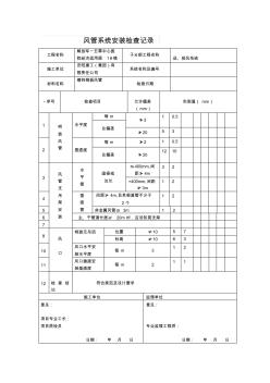 風(fēng)管系統(tǒng)安裝檢查記錄