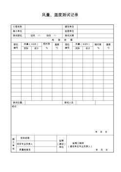 风量温度测试记录