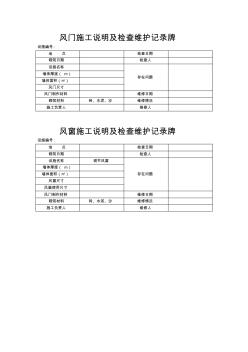 风门、风窗、密闭施工说明净化水幕及检查牌