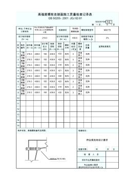 高強(qiáng)度螺栓連接副施工質(zhì)量檢查記錄表(填寫范例)