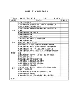 高支模工程安全監(jiān)理現(xiàn)場檢查表