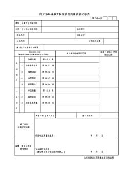 鲁GG-065防火涂料涂装工程检验批质量验收记录表
