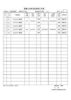 鲁JJ-031混凝土试块试压报告汇总表5#