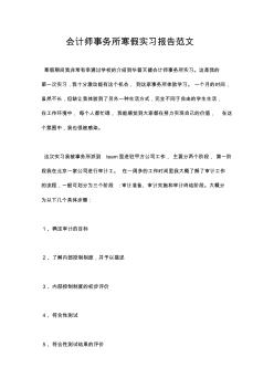 会计师事务所寒假实习报告范文