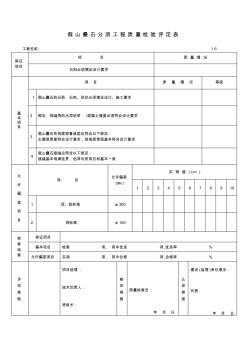 假山疊石分項工程質(zhì)量檢驗評定表1.6