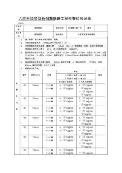 六层至顶层顶板钢筋隐蔽工程检查验收记录