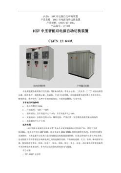 內(nèi)容10KV雙電源自動切換裝置