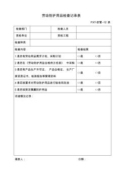 劳动防护用品检查记录表