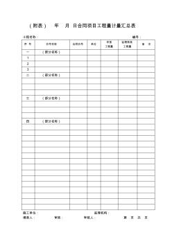 合同项目工程量计量汇总表