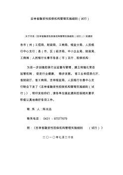 吉林省融资性担保机构管理实施细则(试行)