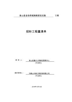 含山县金色领域南侧规划支路工程控制价_A.1招标工程量清单封面