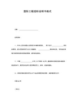 国际工程招标说明书格式内容完整文档