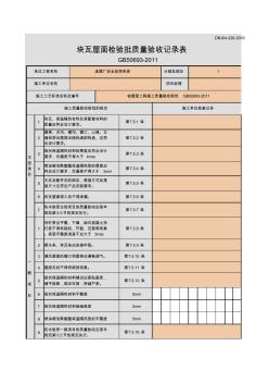 塊瓦屋面檢驗批質(zhì)量驗收記錄表