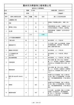 家装工程预算清单表格范本