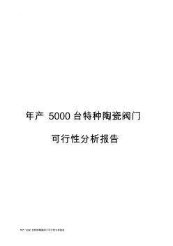 年产5000台特种陶瓷阀门可行性分析报告