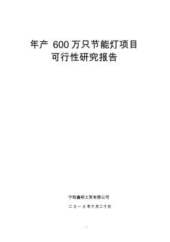 年产600万只节能灯可行性项目报告